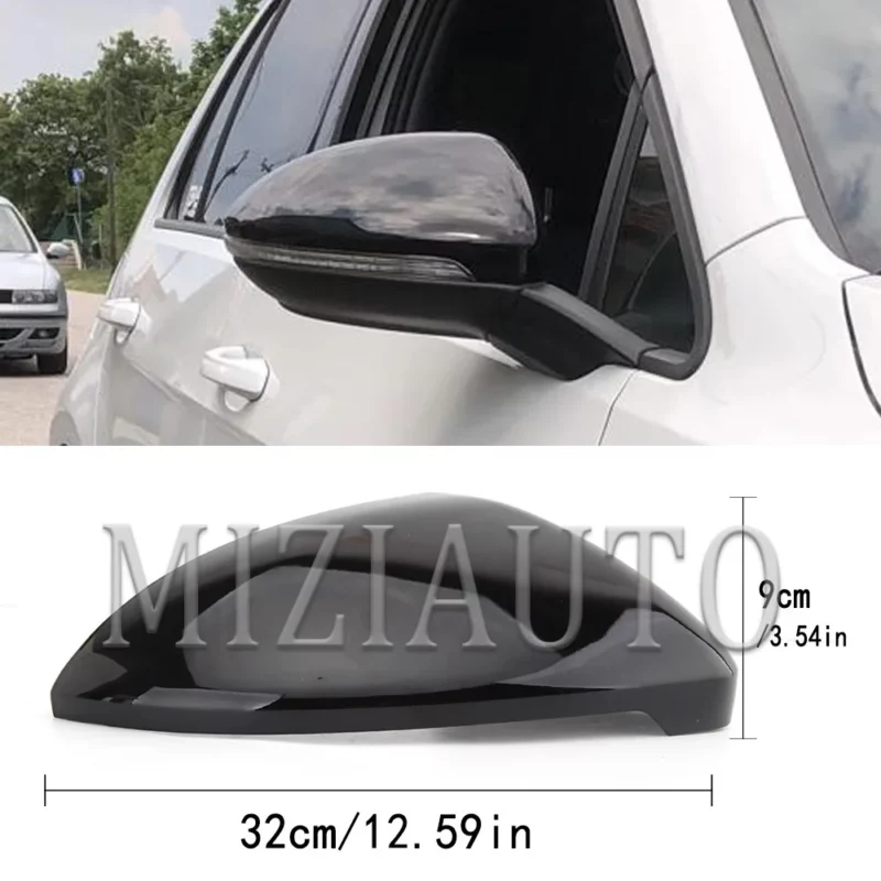 Side Rear View Mirror Cover Caps Signals For VW Golf 7 MK7 7.5 GTI For Touran 2013-2020 Bright Black Mirror Case Car Accessories - Image 4