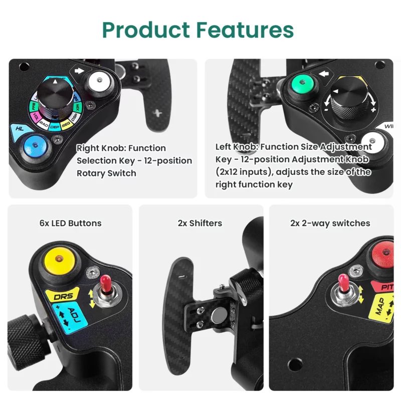 SIMSONN PC Simracing steering wheel LED Buttons Racing Hub Instrument Button Box paddle shifters for logitech g29 thrustmaster - Image 5