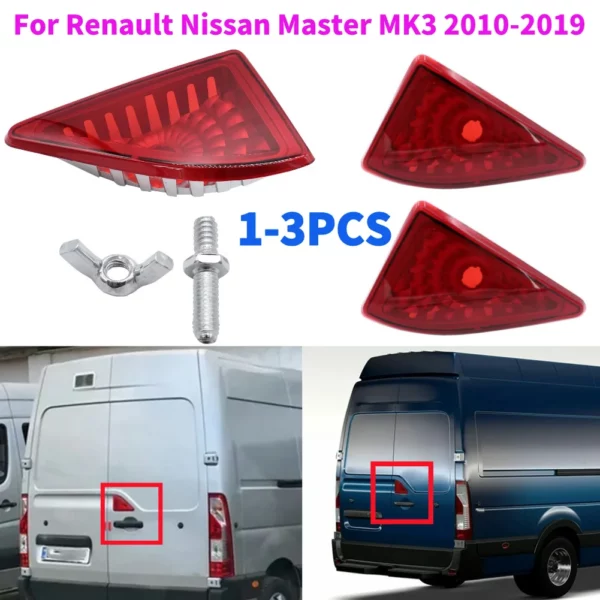 1-3Pcs Car Rear Red Central Brake Light Tail Third Stop Light Lamp For Renault Master Vauxhall Movano 2020-2019 Auto Car Parts