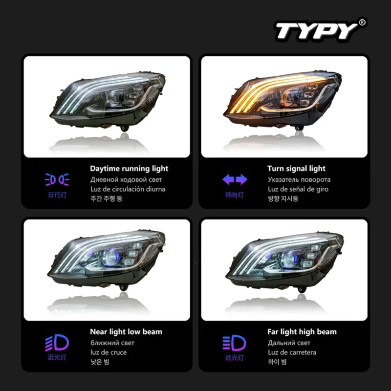 TYPY Car Lights For Benz C-Class W205 Headlight coupe 2015-2021 LED Projetor head Lamp Daytime Running Light Auto Accessories - Image 3